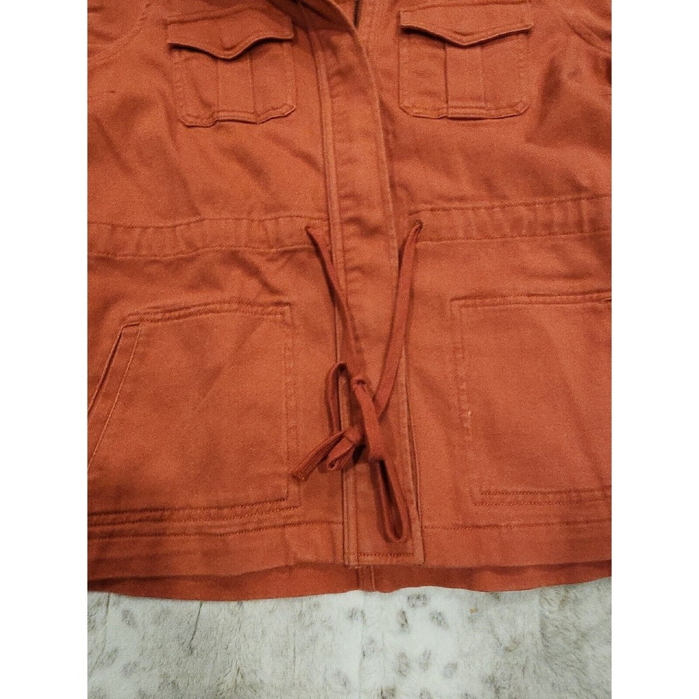 LUCKY BRAND‎ ORANGE COLOR UTILITY JACKET Womens Long Sleeve Large Zippered - Picture 4 of 9